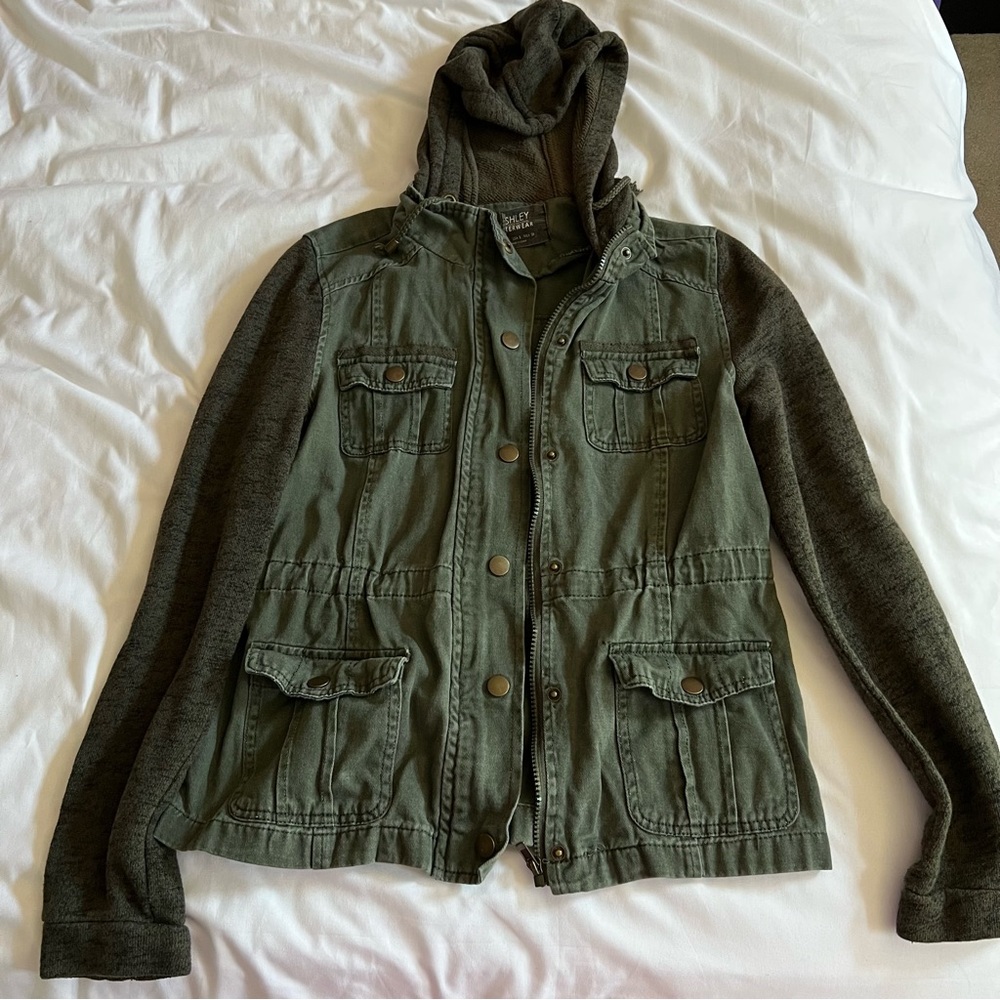 Ashley outerwear Green utility jacket size S mixed material
